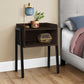 23" Rectangular Espresso Accent Table With Black Metal Legs