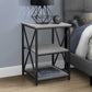 26" Rectangular Grey Black Metal Accent Table