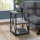 26" Rectangular Grey Black Metal Accent Table