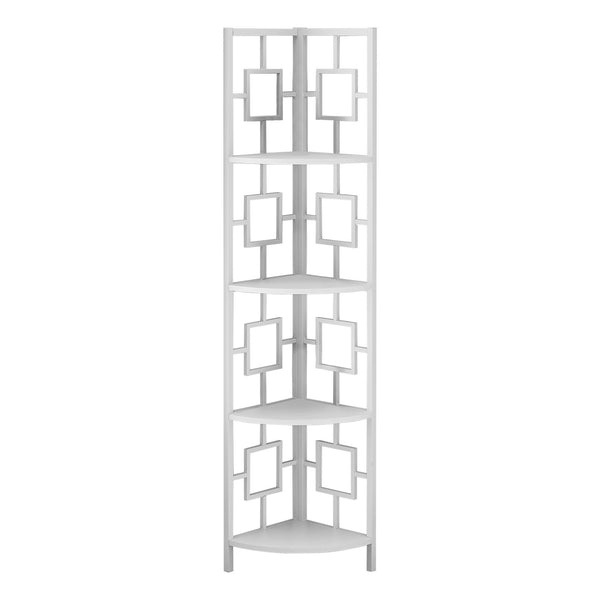 62 White Metal Corner Bookcase