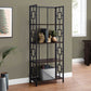 62" Espresso Metal Geometric Bookcase