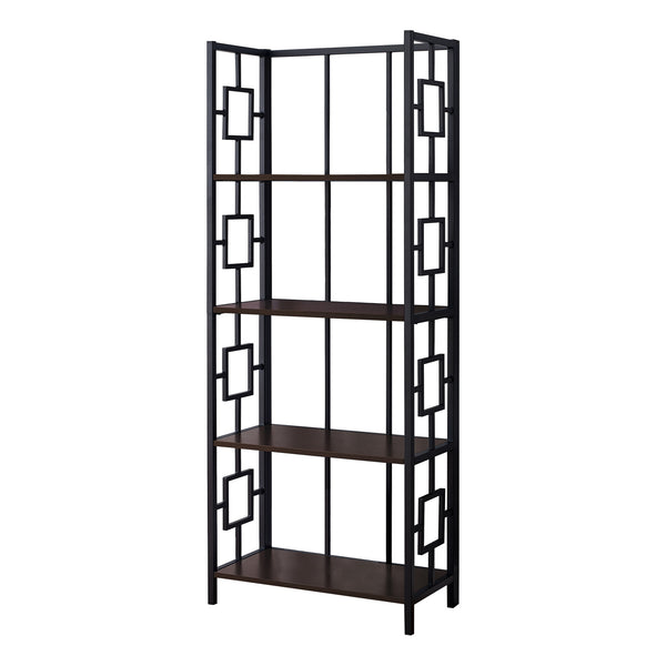 62 Espresso Metal Geometric Bookcase