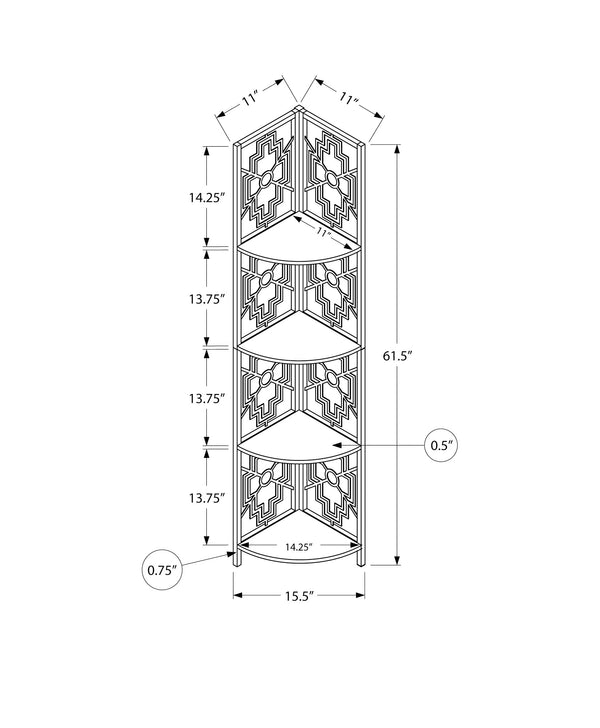 62 Espresso Metal Corner Bookcase