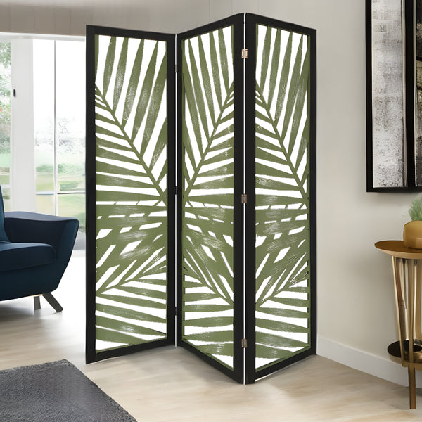 67 Green Solid WoodFolding Three Panel Screen Room Divider