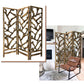 Rustic Earthy Wood Root Three Panel Room Divider Screen