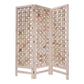 3 Panel Pink Room Divider With Cut Square Wood Design