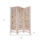 3 Panel Pink Room Divider With Cut Square Wood Design