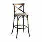 43" Oak And Black and Gold Solid Wood And Metal Bar Height Bar Chair