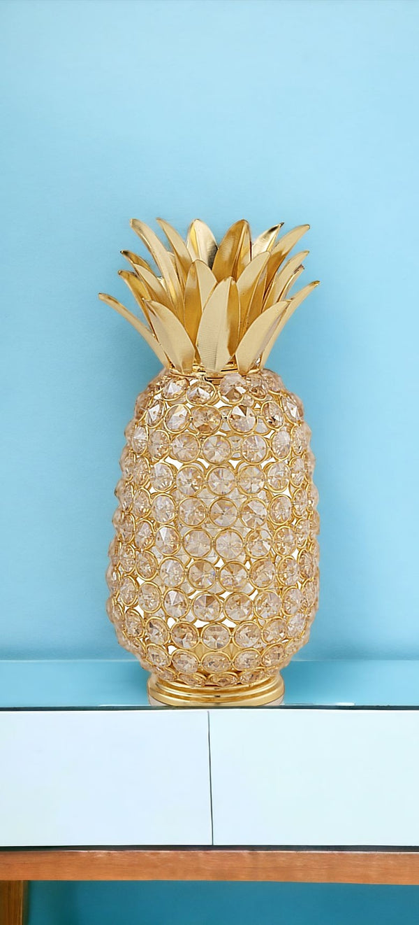 11 Faux Crystal And Gold Pineapple Sculpture