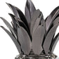 11" Faux Crystal Black And Nickel Pineapple Sculpture