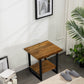 24" Black And Brown Solid Wood Square End Table With Shelf