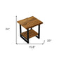 24" Black And Brown Solid Wood Square End Table With Shelf