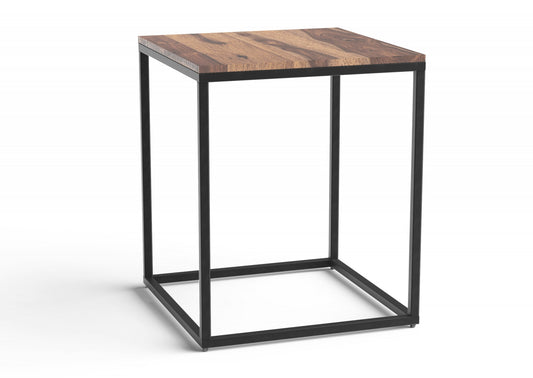 24" Black And Brown Solid Wood Square End Table