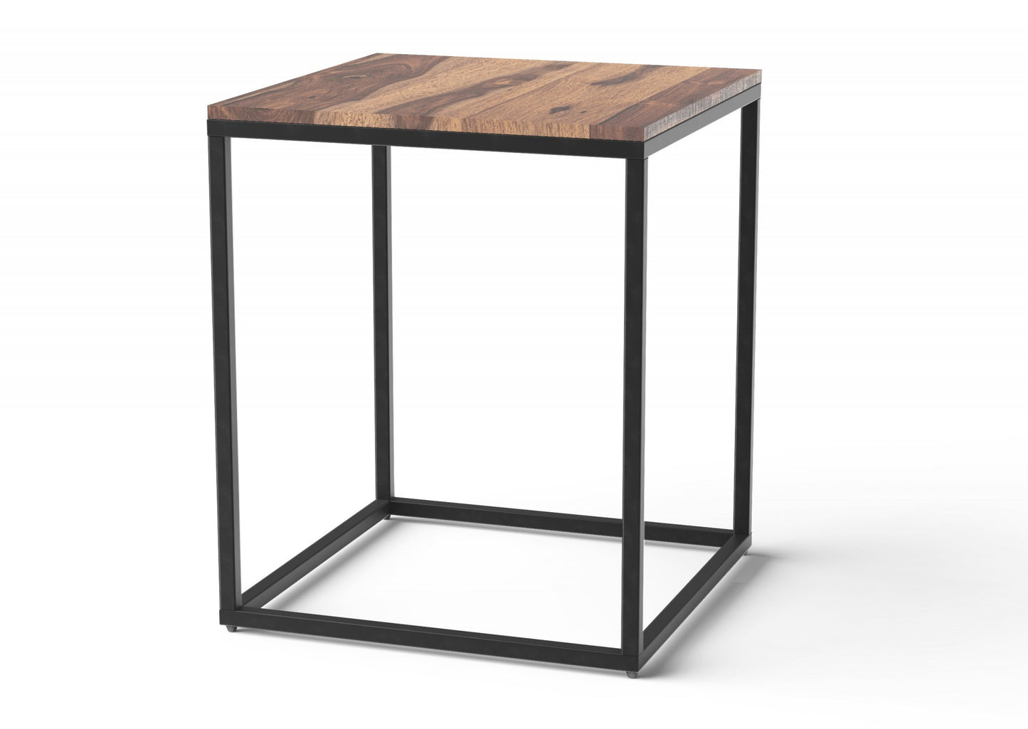 24" Black And Brown Solid Wood Square End Table