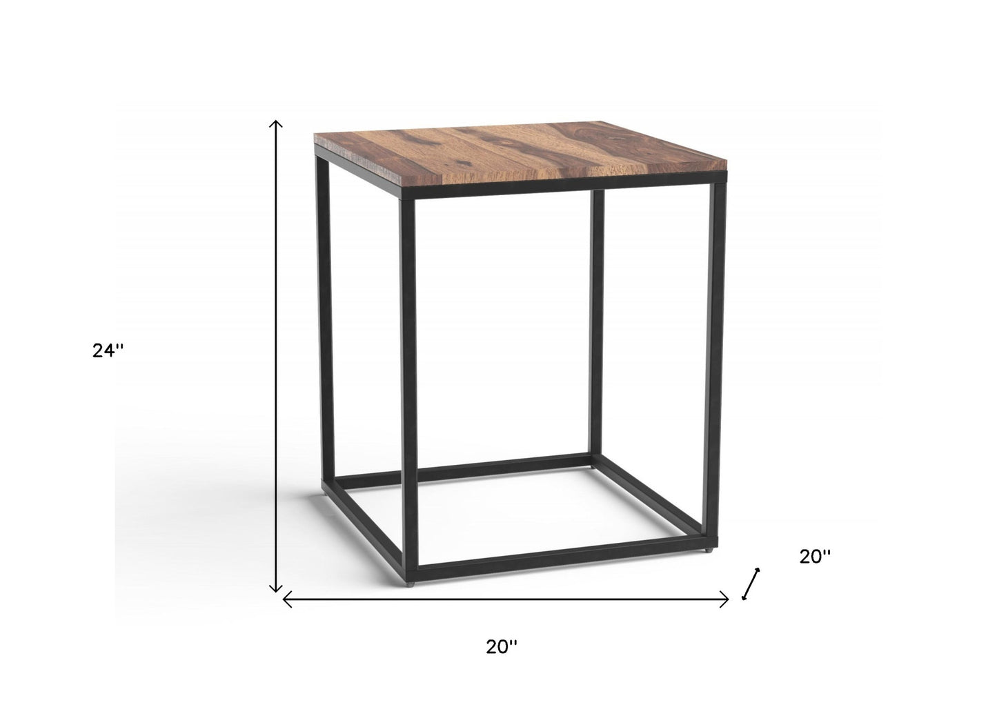 24" Black And Brown Solid Wood Square End Table