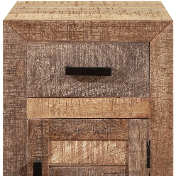 26 Brown Solid Wood Square End Table With Drawer