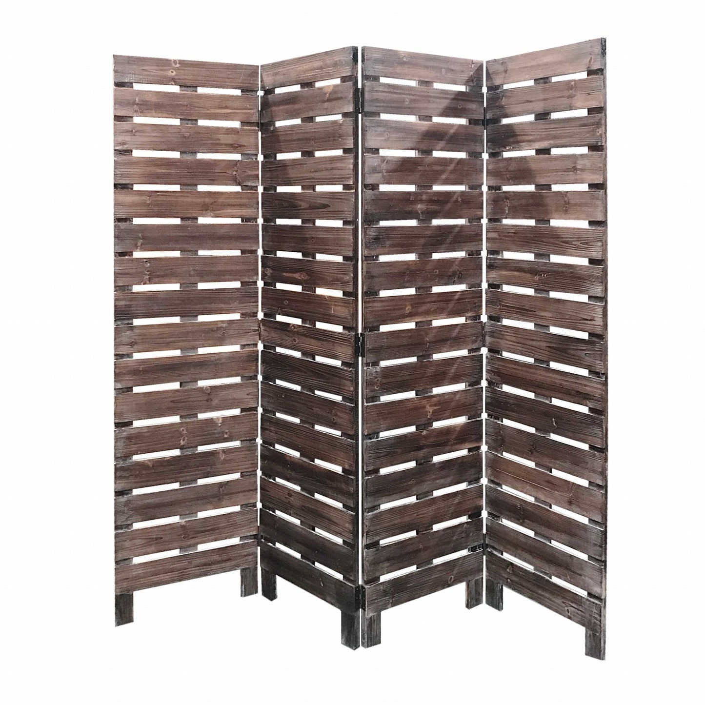 72" Brown Folding Four Panel Screen Room Divider