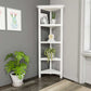 60" White Solid Wood Corner Bookcase