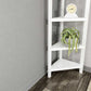 60" White Solid Wood Corner Bookcase