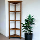 60" Walnut Solid Wood Four Tier Corner Bookcase