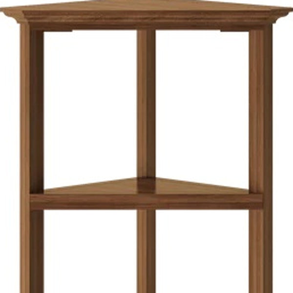 60 Walnut Solid Wood Four Tier Corner Bookcase