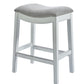 26" Gray And White Solid Wood Backless Counter Height Bar Chair