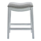 26" Gray And White Solid Wood Backless Counter Height Bar Chair