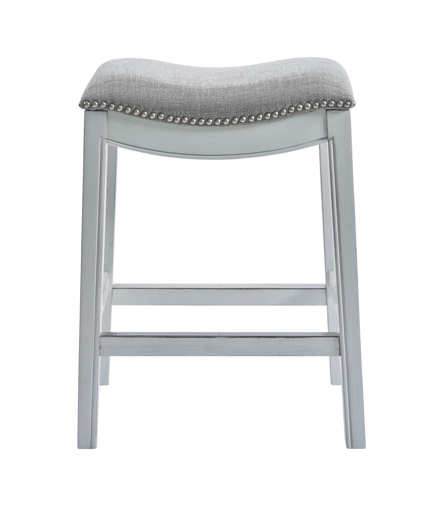 26" Gray And White Solid Wood Backless Counter Height Bar Chair