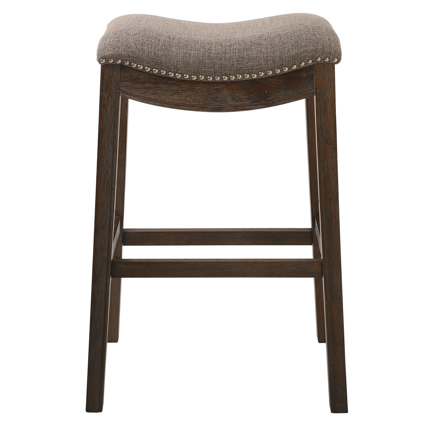 31" Taupe And Brown Solid Wood Backless Bar Height Bar Chair