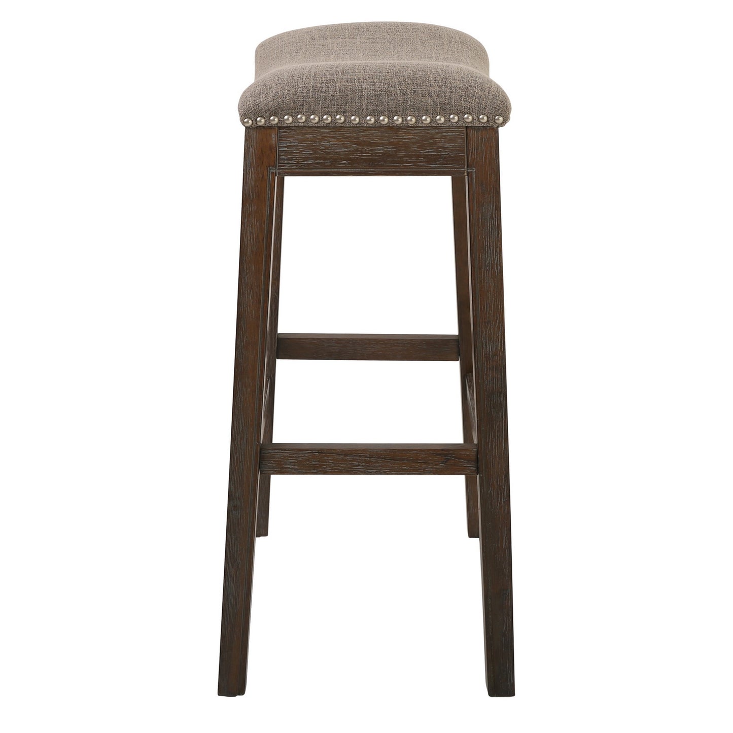 31" Taupe And Brown Solid Wood Backless Bar Height Bar Chair