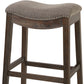 31" Taupe And Brown Solid Wood Backless Bar Height Bar Chair