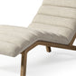 54" Cream And Wood Brown Linen Tufted Lounge Chair