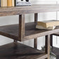 66" Brown Solid Wood 4 Legs Console Table With Shelves