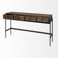 14" Brown Solid Wood 4 Legs Console Table And Drawers