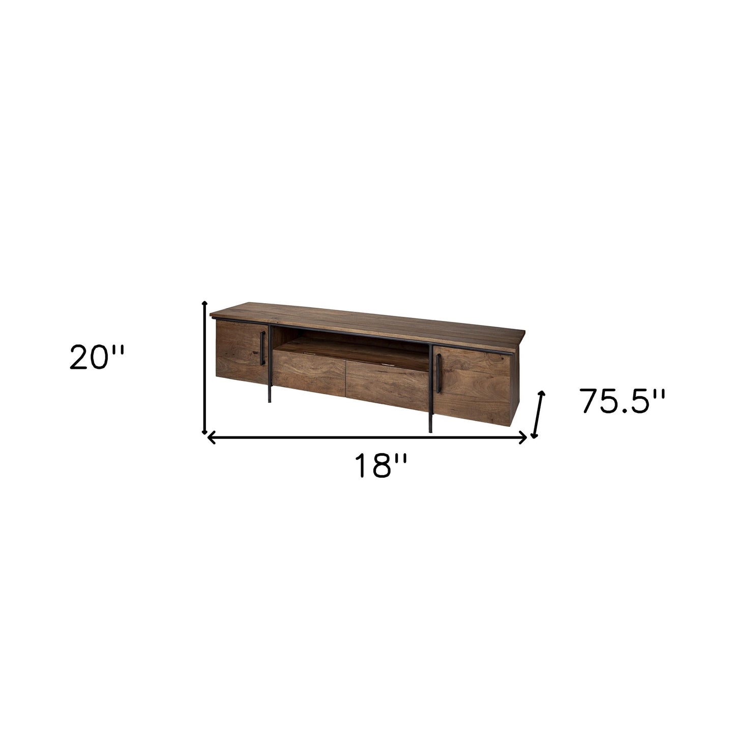 18" Brown 4 Legs Console Table With Storage