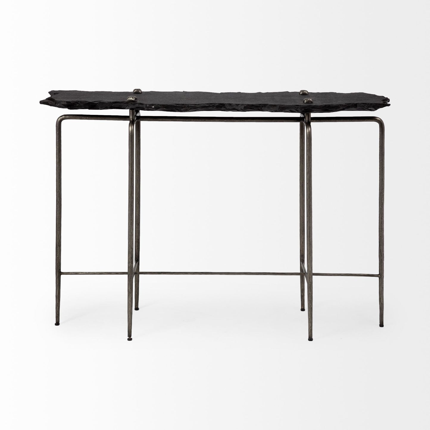 17" Black and Brown Slate 4 Legs Console Table