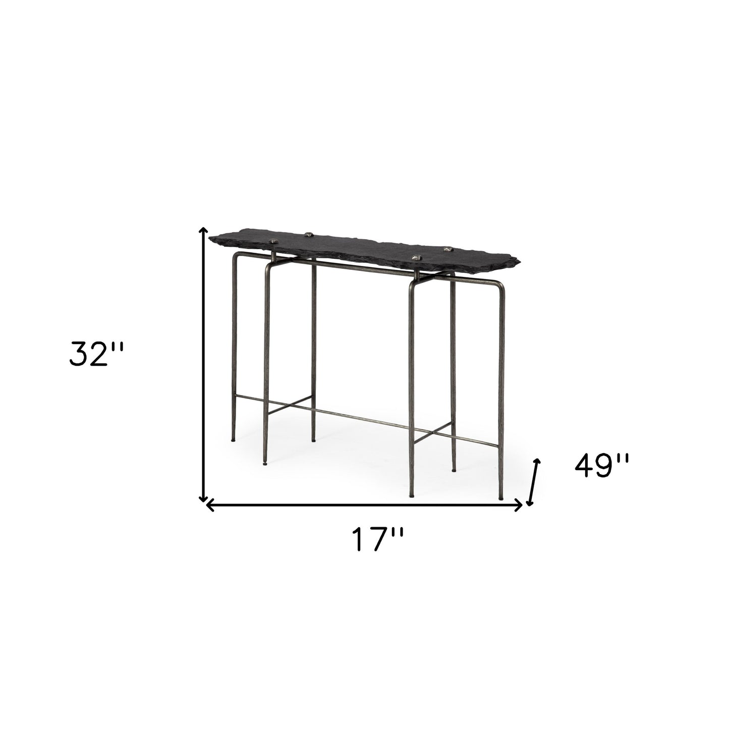 17" Black and Brown Slate 4 Legs Console Table