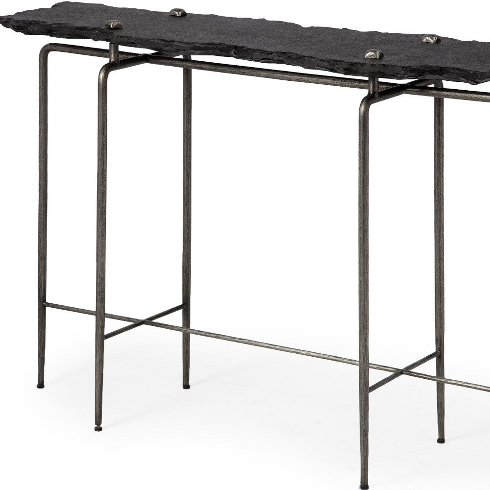 17" Black and Brown Slate 4 Legs Console Table