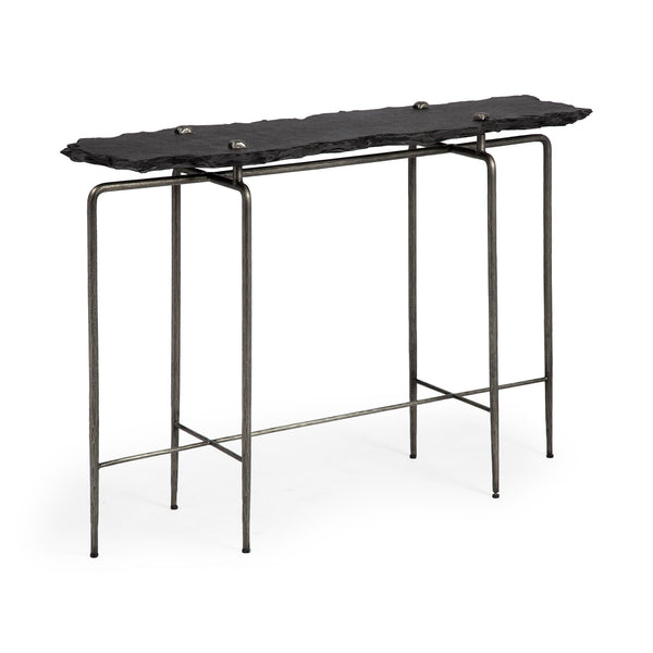 17 Black and Brown Slate 4 Legs Console Table