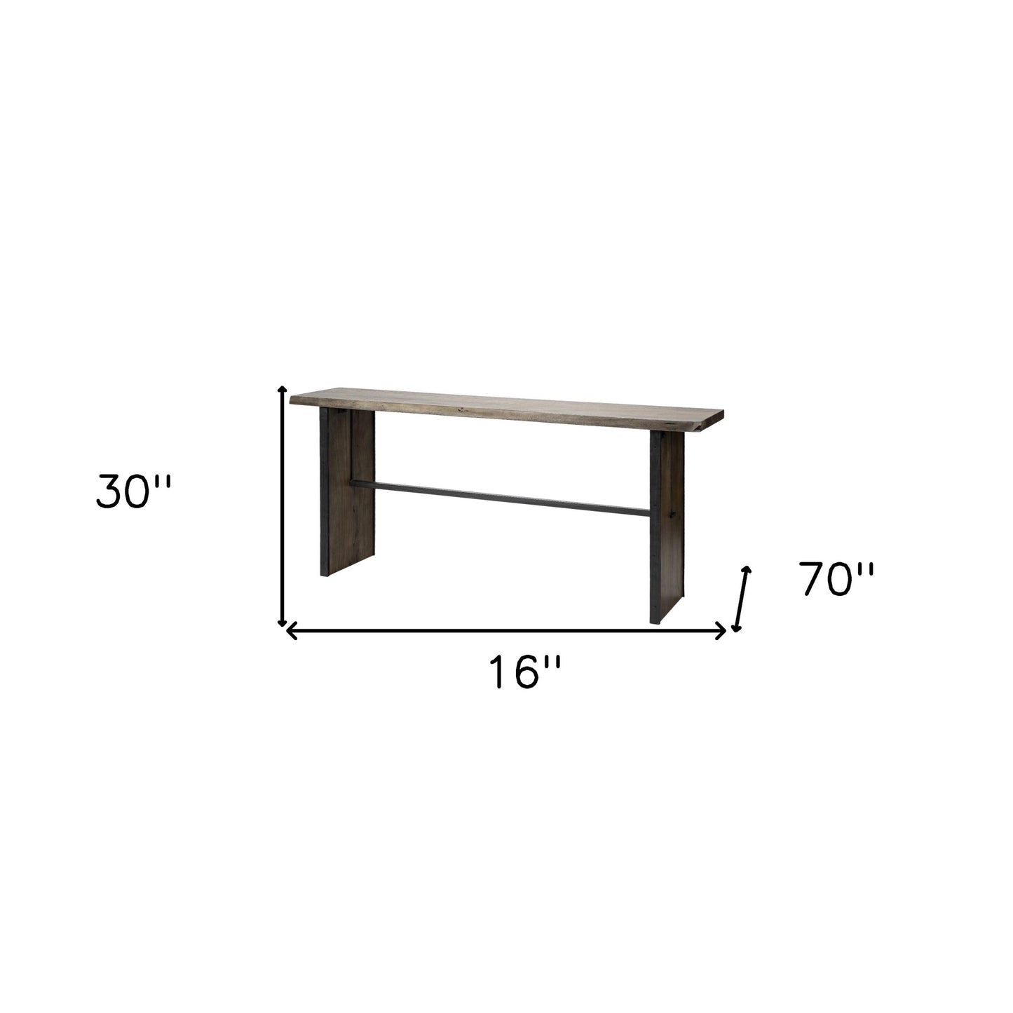 16" Brown Solid Wood Console Table