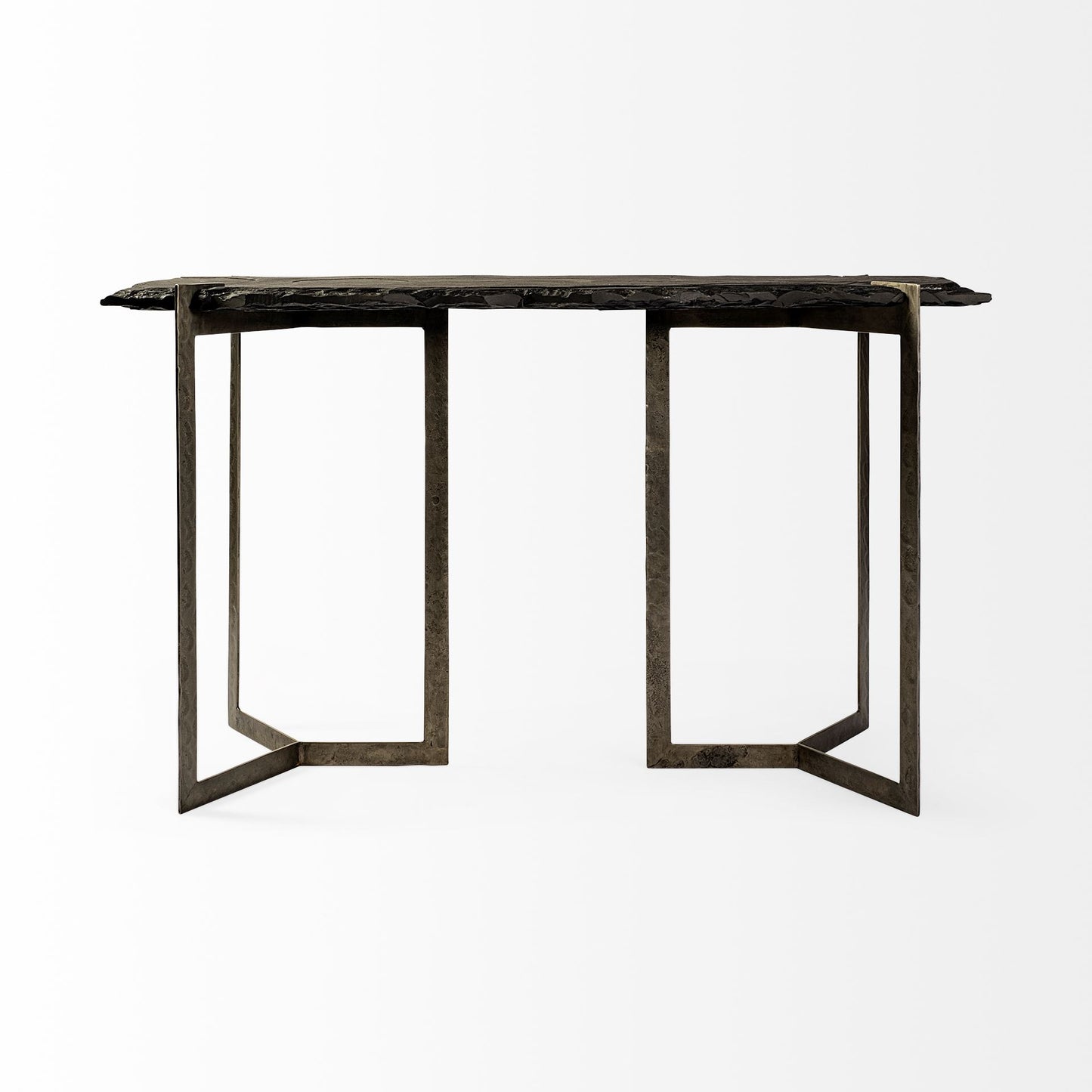 20" Brown Solid Wood 4 Legs Console Table