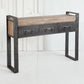 12" Brown and Black Solid Wood Console Table And Drawers