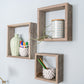 Rustic Farmhouse Set Of 3 Square Shadow Box Shelves