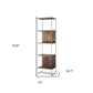 Brown Wood And Silver Metal Frame With 4 Shelf Shelving Unit