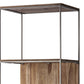 Brown Wood And Silver Metal Frame With 4 Shelf Shelving Unit