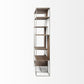 Brown Wood And Silver Metal Frame With 6 Shelf Shelving Unit