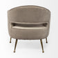 29" Taupe And Brass Velvet Arm Chair