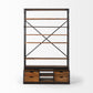 Medium Brown Wood Shelving Unit With Copper Ladder And 4 Shelves