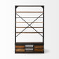 Medium Brown Wood Shelving Unit With Copper Ladder And 4 Shelves