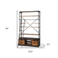 Medium Brown Wood Shelving Unit With Copper Ladder And 4 Shelves